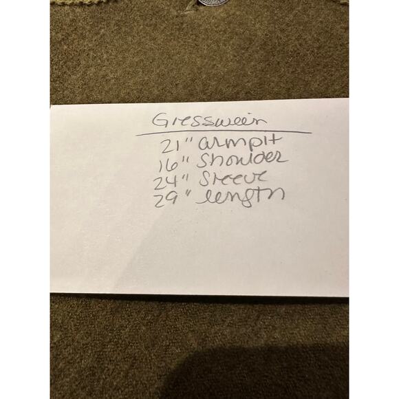 Giesswein Wool Sweater Womens 42 Olive Green Metal Tirol Coin Button Cardigan - Picture 10 of 10